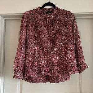 Zara Woman Red Broach Button Blouse